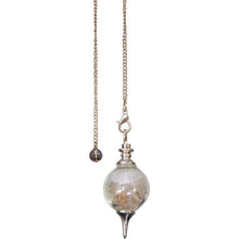 Load image into Gallery viewer, Glass Sephoroton Salt and Selenite Chips Pendulum (Cleansing)