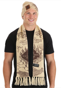 Harry Potter Marauders Map Knit Hat & Scarf Set